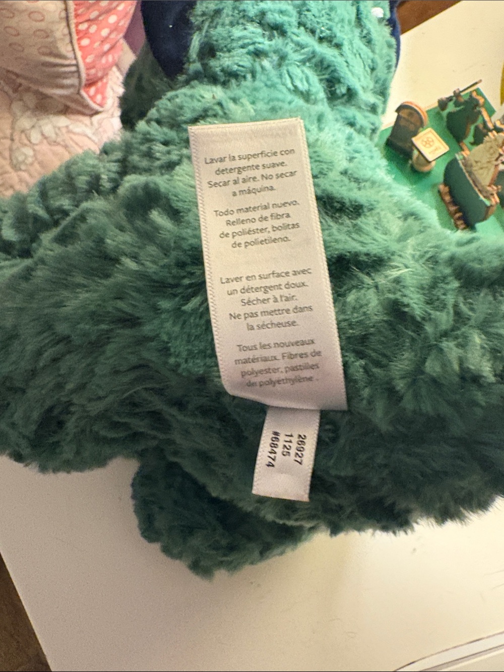 Carter's Just One Year Green Plush baby Triceratops with Navy Crest NWT. - Picture 6 of 8